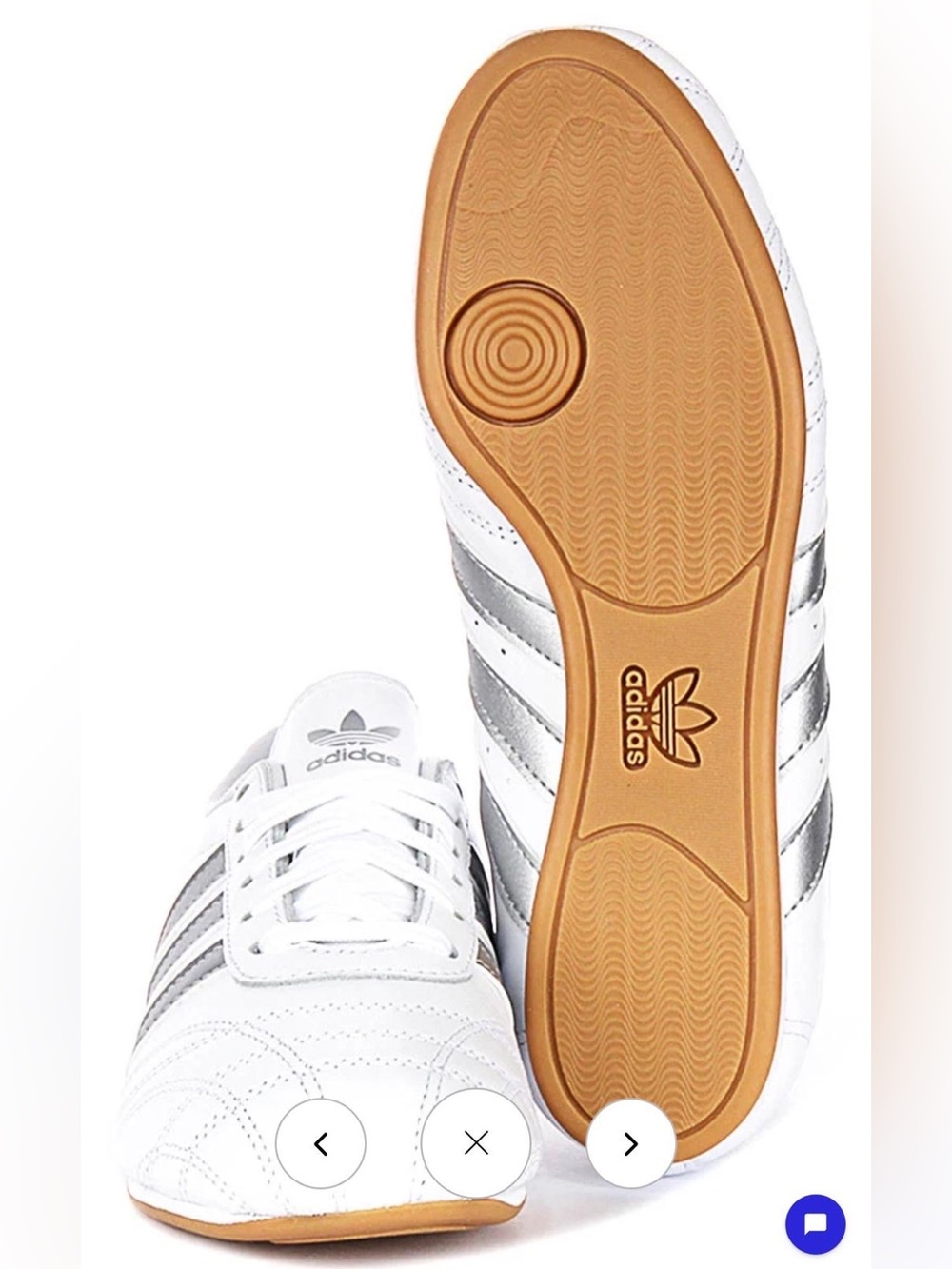 adidas White Sneakers with Metallic Silver Stripes - Picture 7 of 9